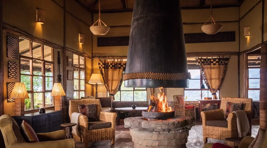 Lounge at Virunga Lodge, Volcanoes